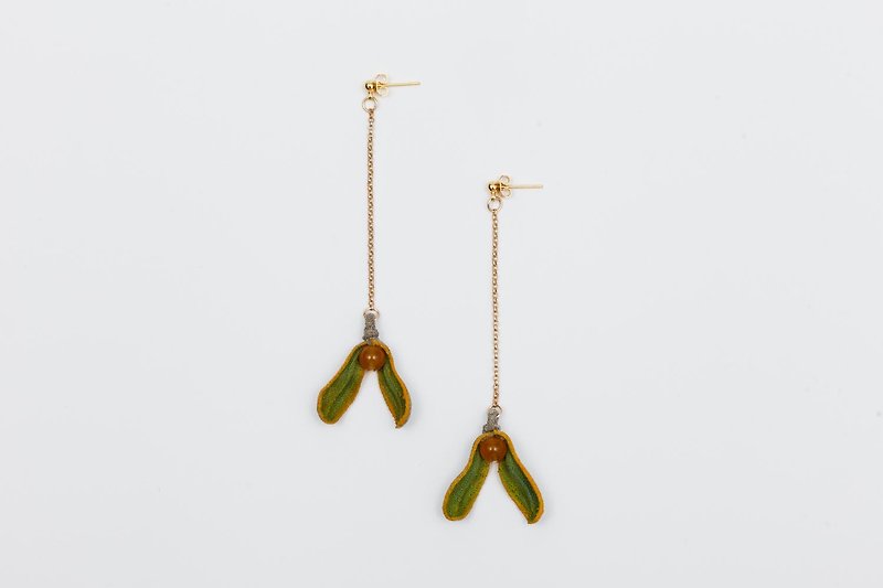 Cotton & Hemp Earrings & Clip-ons - Mistletoe earrings hand-made fabric plant design