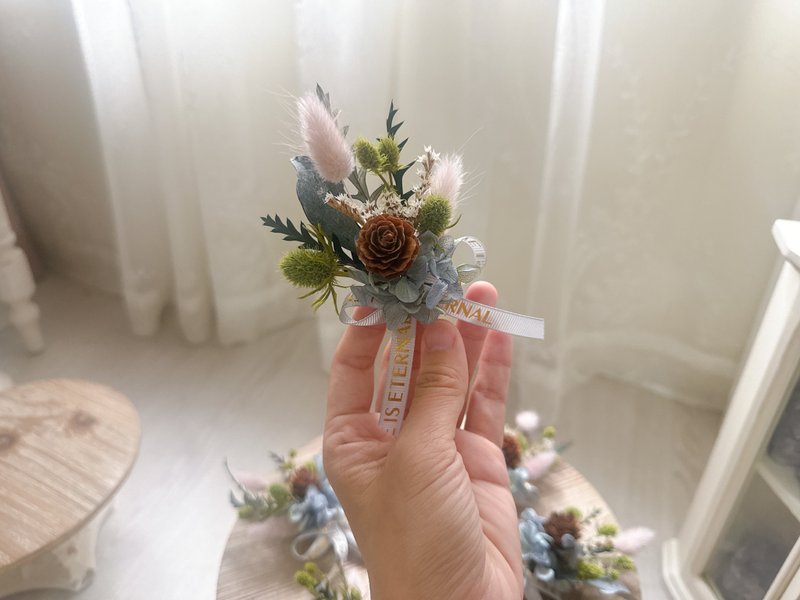 婚禮-給伴郎的你 結婚胸花 永生胸花 - 乾燥花/永生花 - 植物．花 藍色
