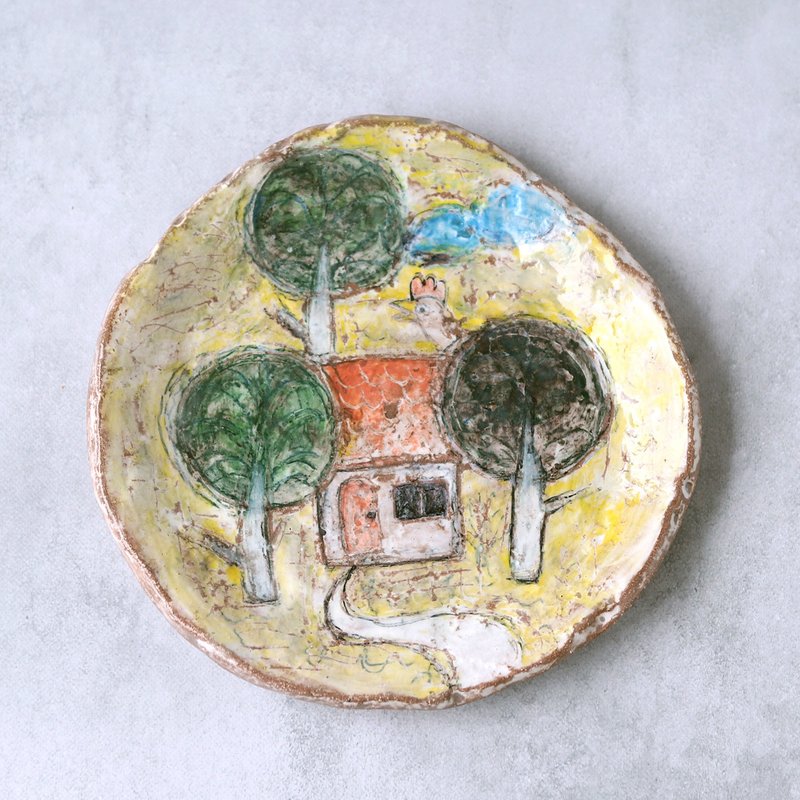 A plate of a house in the woods - Plates & Trays - Pottery Multicolor