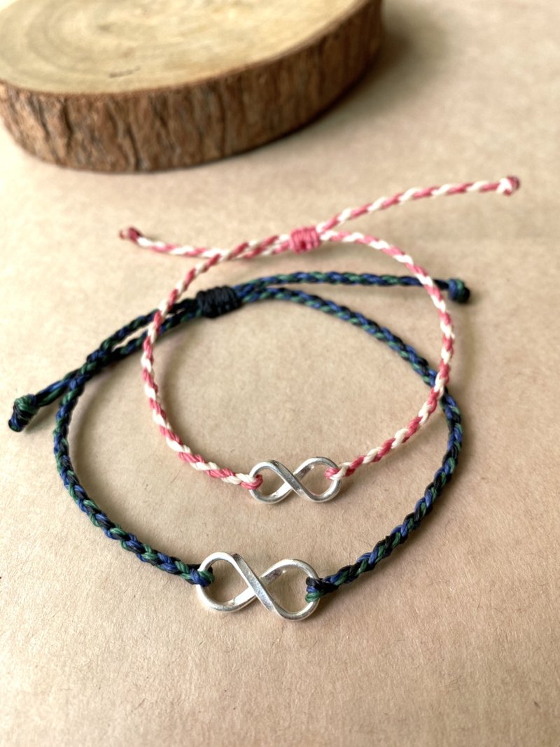 Sterling Silver 8 Infinity Symbol 925 Sterling Silver Wax Wire Braided Bracelet Brazil Wax Wire Couple Bracelet - Bracelets - Sterling Silver Blue