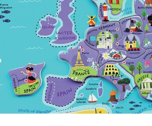 フランス・ジャノー】磁気木製パズル -世界地図-英語版
