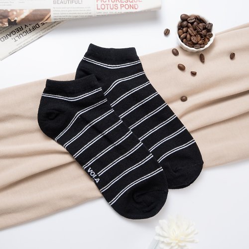 VOLA維菈文創 消臭專家 除臭條紋運動襪 台灣製 透氣網 機能襪 除臭襪 黑