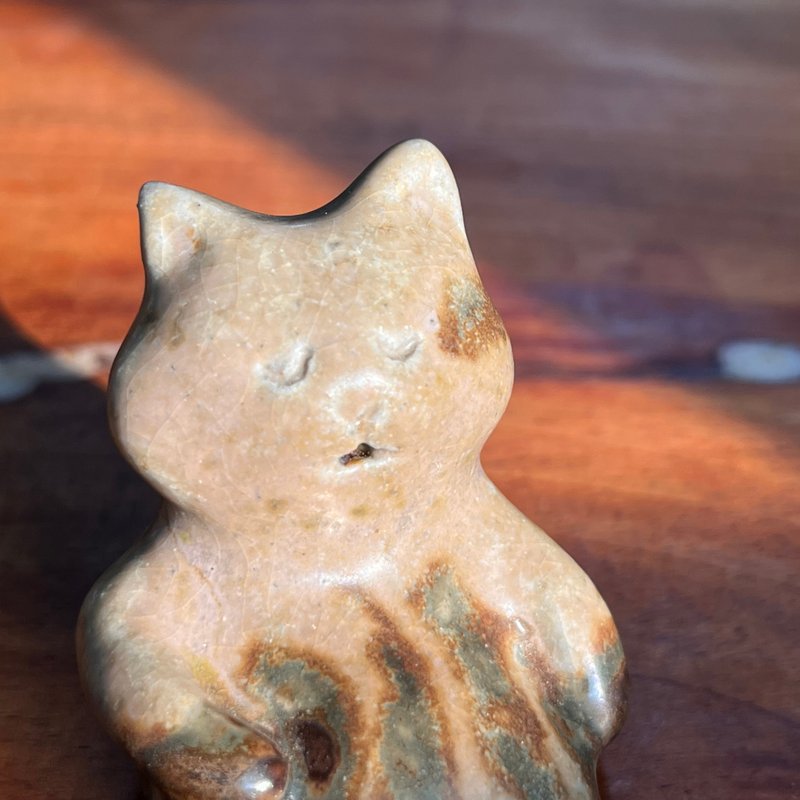 睡到嘴巴開開的貓 / 陶偶 - 擺飾/家飾品 - 陶 咖啡色