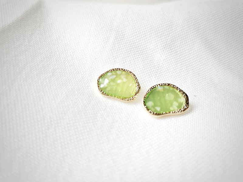 Jasper Lake Earrings Earrings Jewelry Silver S925 Gold Japanese Temperament Irregular Green