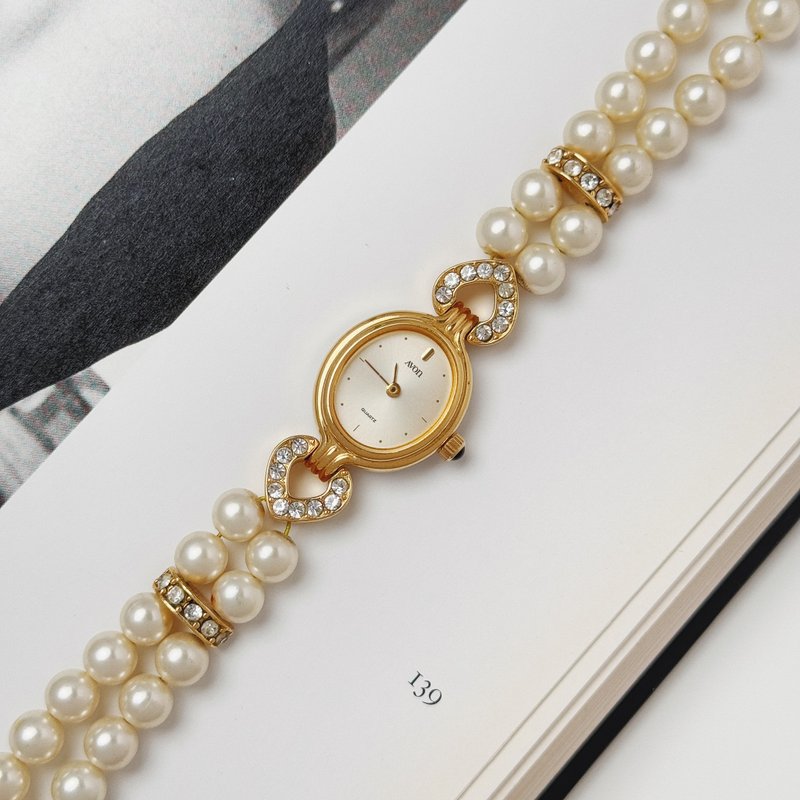 Avon Gold Tone With Faux Pearl Bracelet Watch - 女錶 - 其他金屬 