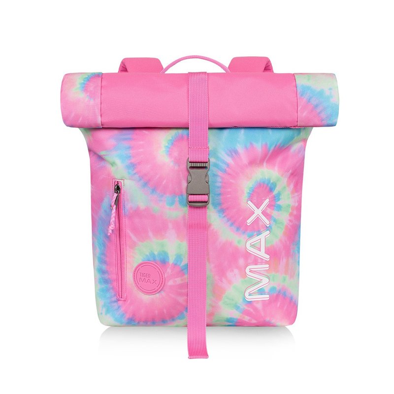 MAX 捲式後背包-桃紅炫染 兒童背包 防潑水 - 後背包/背包/書包 - 其他人造纖維 粉紅色