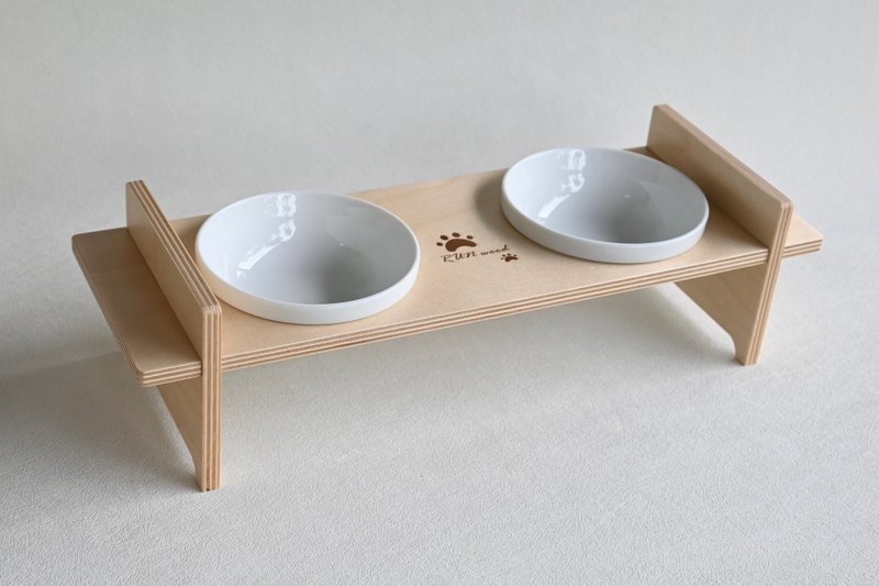 Pet bowl holder (double port) [10% off for pre-order items] - ชามอาหารสัตว์ - ไม้ 