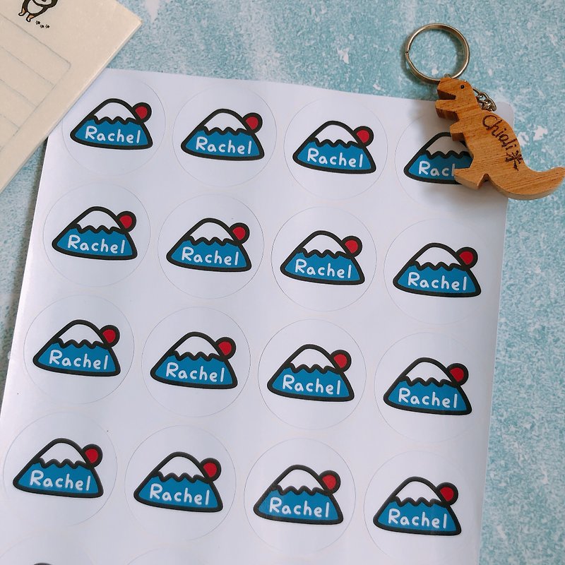 Customized Mount Fuji Name Sticker Round Sticker