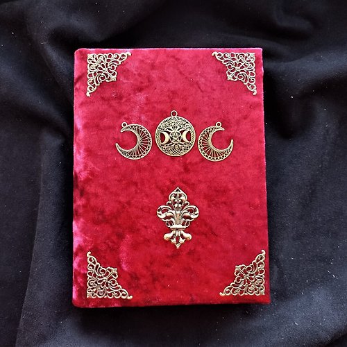 junkjournals Witch spell book Personal grimoire journal real Red mystic book of shadow