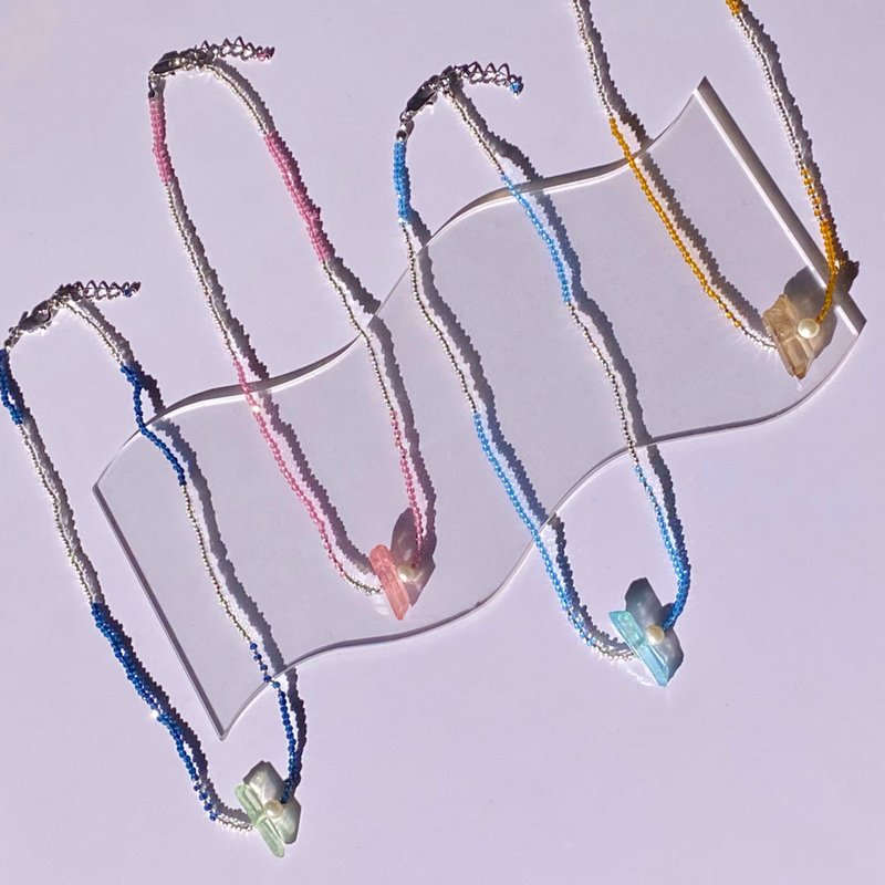 Necklace Quartz in glass - 項鍊 - 石頭 多色