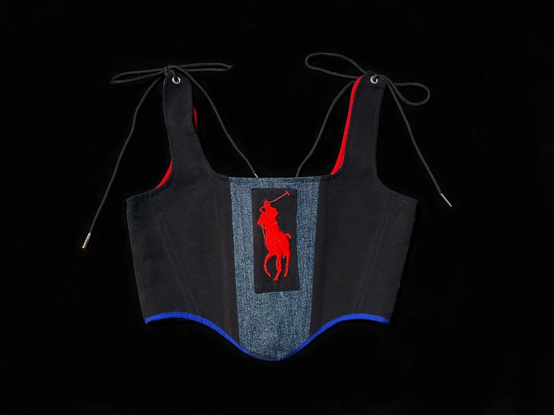 REGETHER 古著改製 sportswear 綁帶馬甲-Polo Ralph Lauren - 背心/無袖上衣 - 棉．麻 藍色