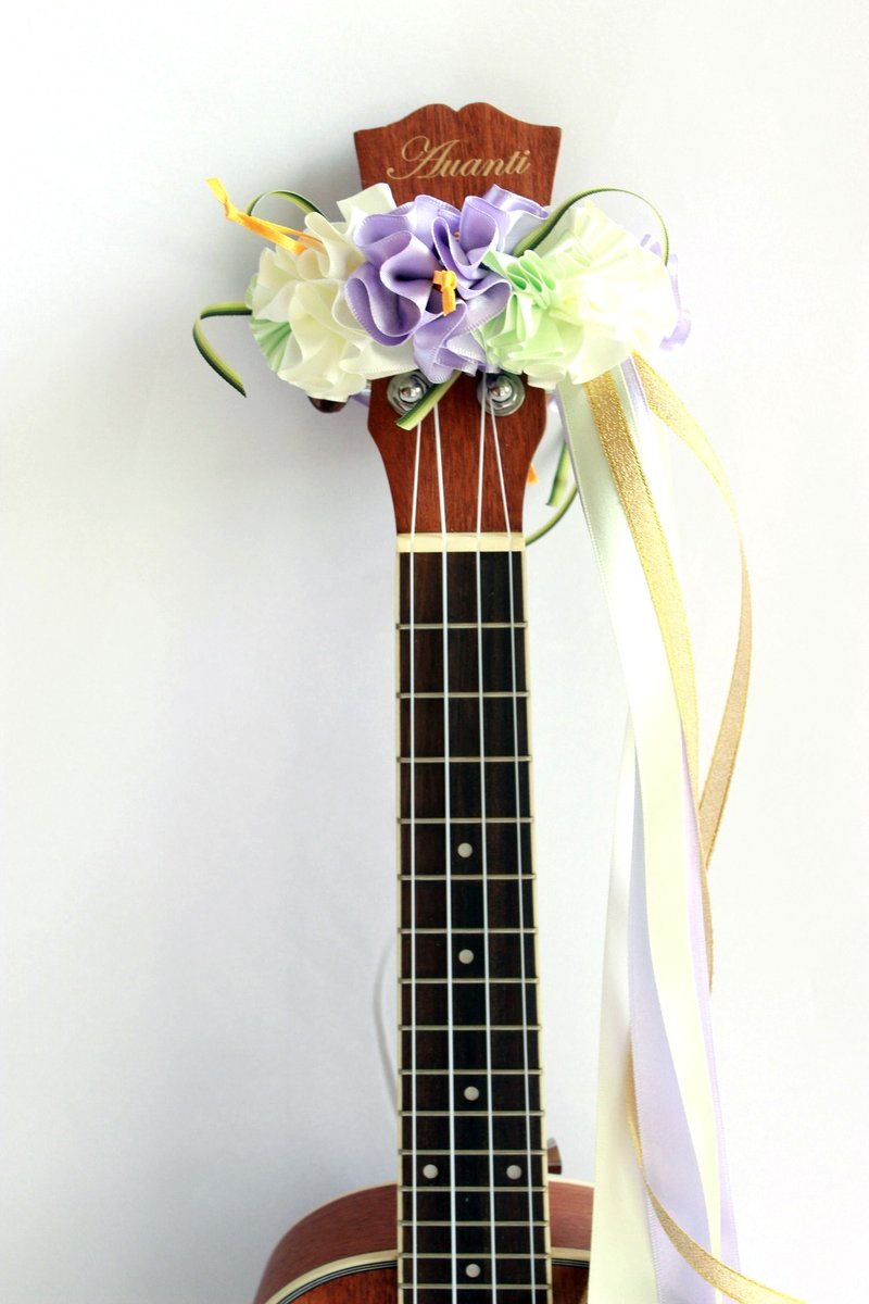 尤克里里专用的缎带饰品 烏克麗麗 尤克里里背带 胸花 芙蓉花 - 胸花/手腕花 - 棉．麻 紫色