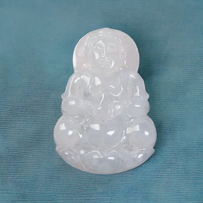 Ice jade vase Guanyin Bodhisattva | Natural Burmese jade A grade jade | Gift giving - Necklaces - Jade Transparent