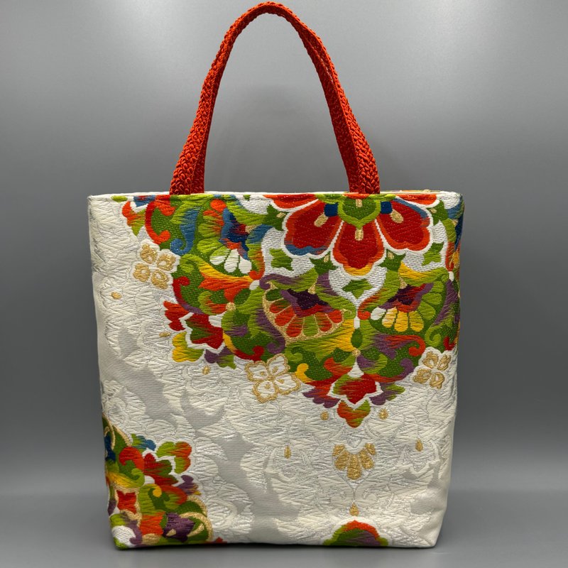 Kimono Obijime Remake Tote bag - Handbags & Totes - Silk White