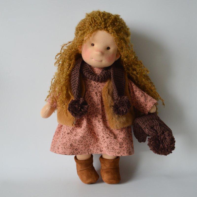 Waldorf doll girl 15inches (38cm) - Ready to ship Steiner Soft doll - Kids gift - ของเล่นเด็ก - ผ้าฝ้าย/ผ้าลินิน 