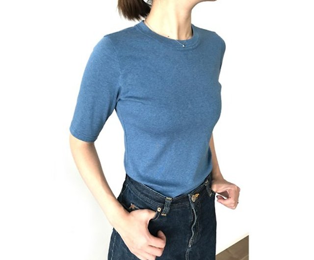 Organic cotton made in Japan Adult four-quarter sleeve plain T
