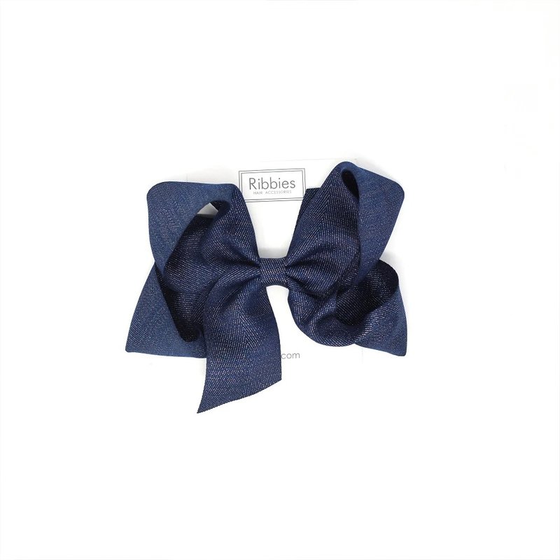 British Ribbies extra large double bow single entry - navy blue - Hair Accessories - Polyester 