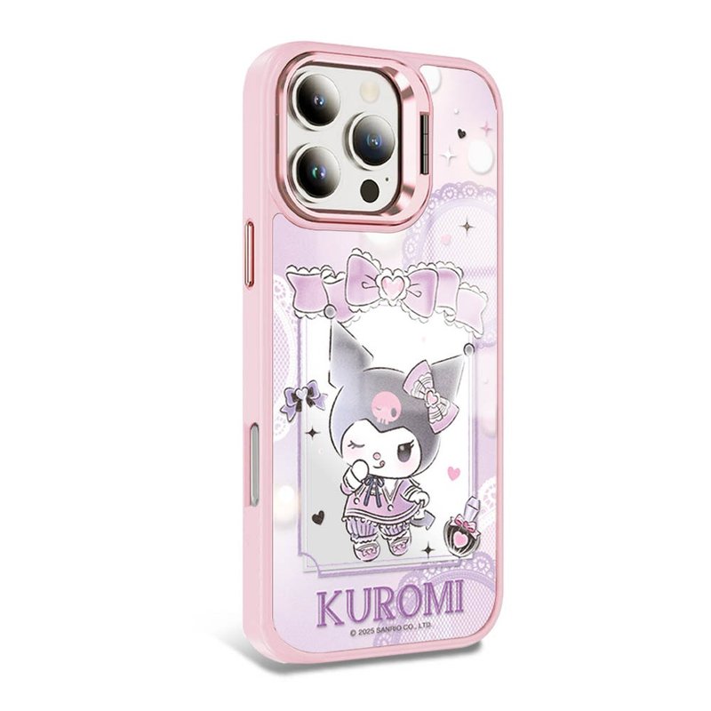 iPhone全系列 軍規合金框隱形立架鏡面磁吸殼-蕾絲酷洛米E-粉框 - 手機殼/手機套 - 其他材質 多色