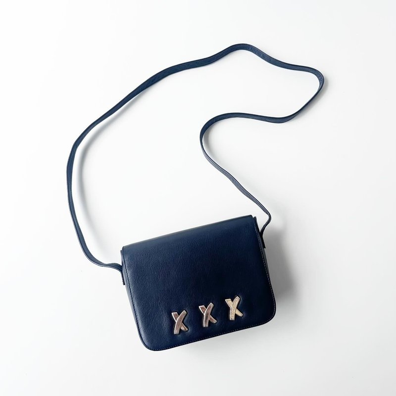 Old Bones By Paloma Picasso black cross-body small tofu square bag C73 vintage - กระเป๋าแมสเซนเจอร์ - หนังแท้ สีดำ