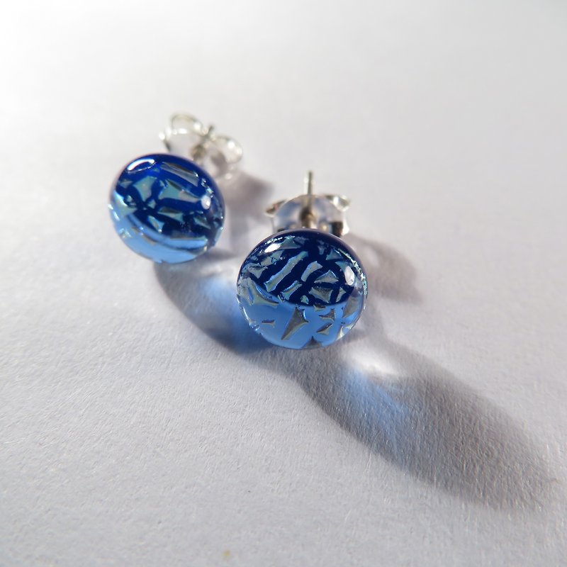 珠寶琉璃純銀耳針 / 星光 - 耳環/耳夾 - 玻璃 藍色