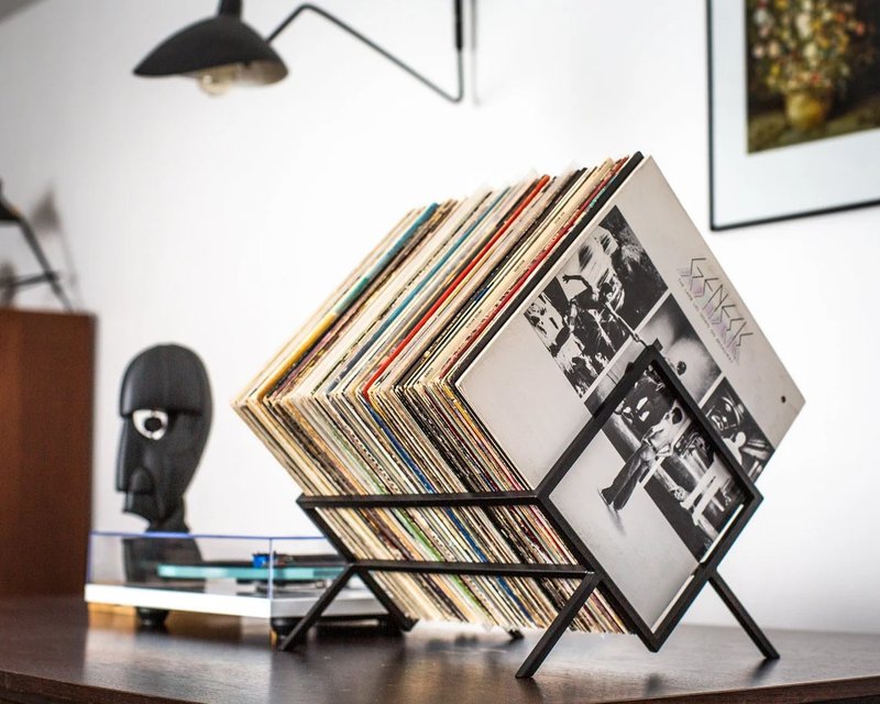 Vinyl Records stand // Display for LP records // Listen now rack - Storage - Other Metals Black