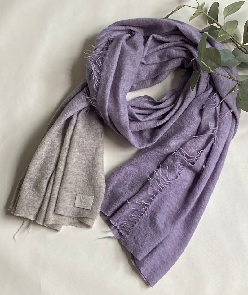ขนแกะ ผ้าพันคอ สีม่วง - Boiled cashmere hand dyed shawl