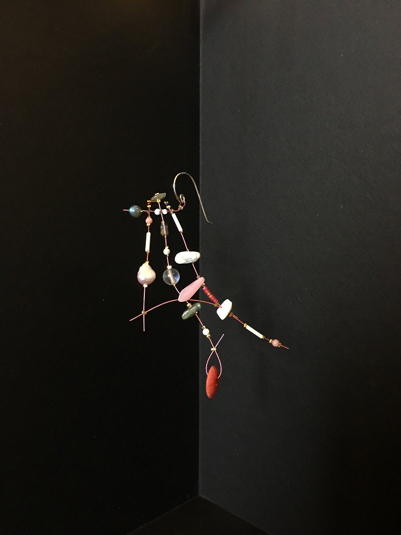 The new romantic series artistic earrings look - Earrings & Clip-ons - Other Materials Pink
