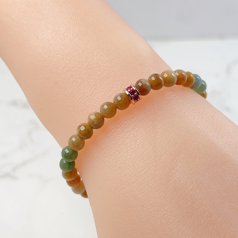 Three-color jade bead bracelet | Natural Burmese jade A grade jade | Gift giving - Bracelets - Jade Multicolor