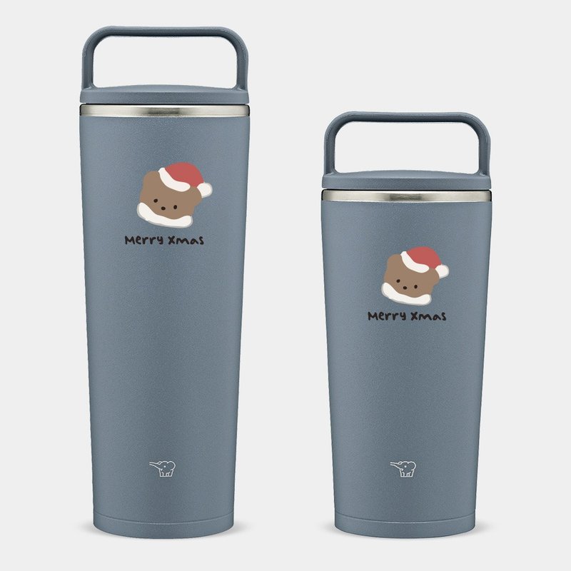 [Exchange Gifts] Christmas Bear Customizable Text Japanese Zojirushi Ring Tumbler PU001 - กระบอกน้ำร้อน - สแตนเลส สีน้ำเงิน