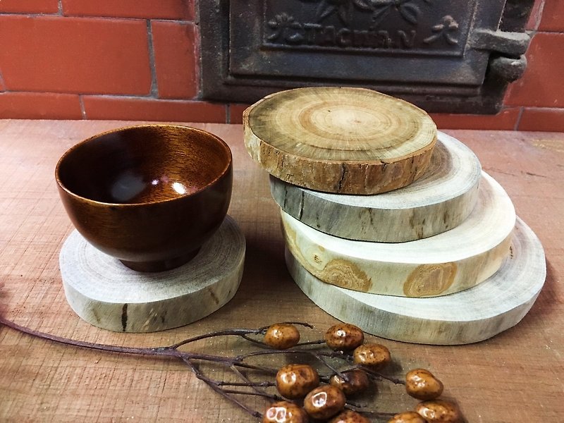 原木木作樟木杯墊 - 自然簡約款 - 杯墊 - 木頭 咖啡色
