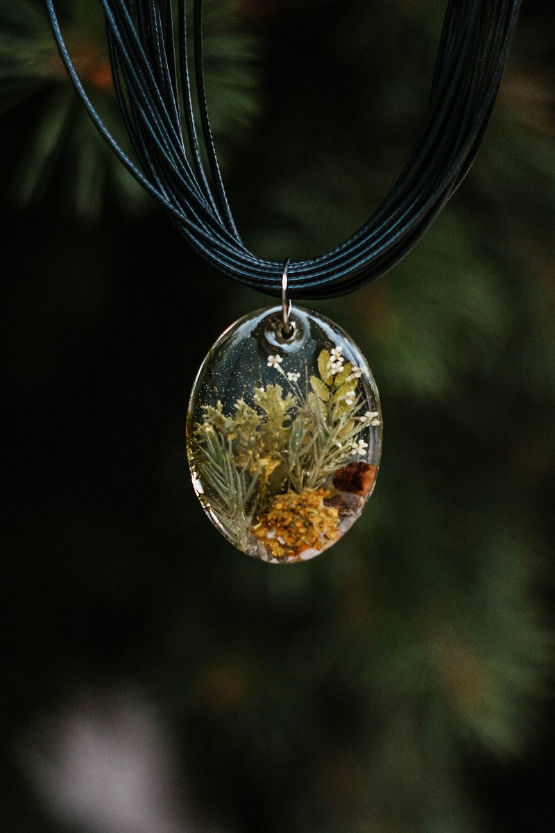 pendant with a real herbarium - Long Necklaces - Other Materials Multicolor