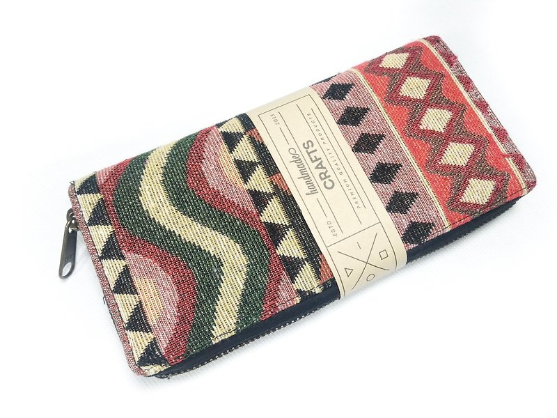 Red Vintage womens Long wallet  - Wallets - Cotton & Hemp Red