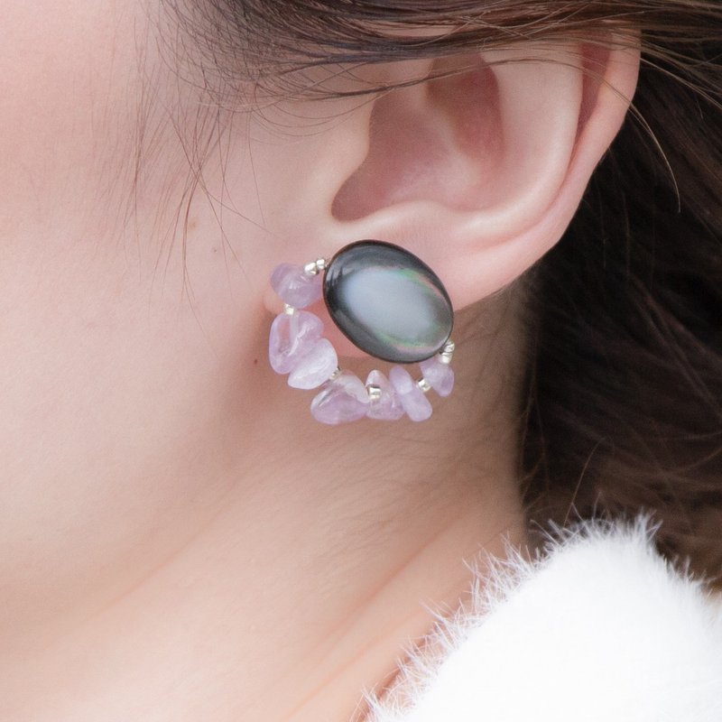 EYE EARRING CRYSTAL (CLIP Type) - 耳環/耳夾/耳骨夾 - 貝殼 透明