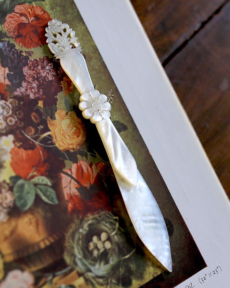 วัสดุอื่นๆ ที่คั่นหนังสือ สีเงิน - French floral hollow mother shell antique bookmark retro bookmark retro stationery