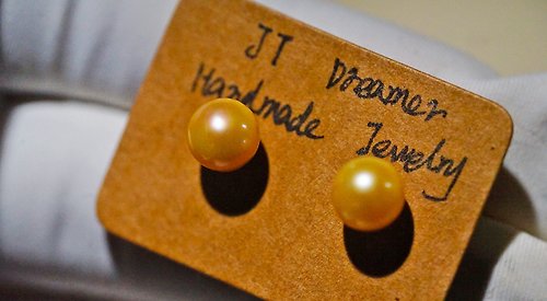 JT Dreamer 大地夢想家 純手工製作高品質羽皇金海水珍珠純銀耳釘