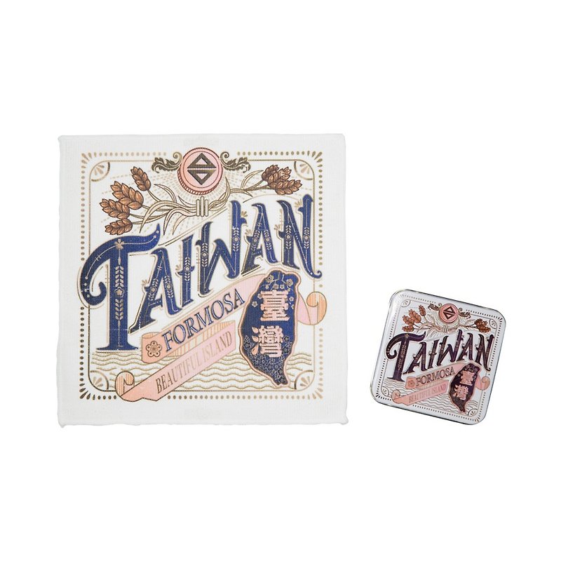 Western style Taiwan【Square scarf small iron box set】 - Handkerchiefs & Pocket Squares - Cotton & Hemp Pink
