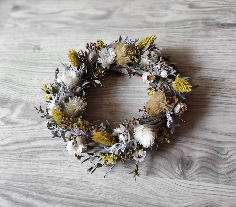 Dried flower ring - ช่อดอกไม้แห้ง - พืช/ดอกไม้ สีเหลือง