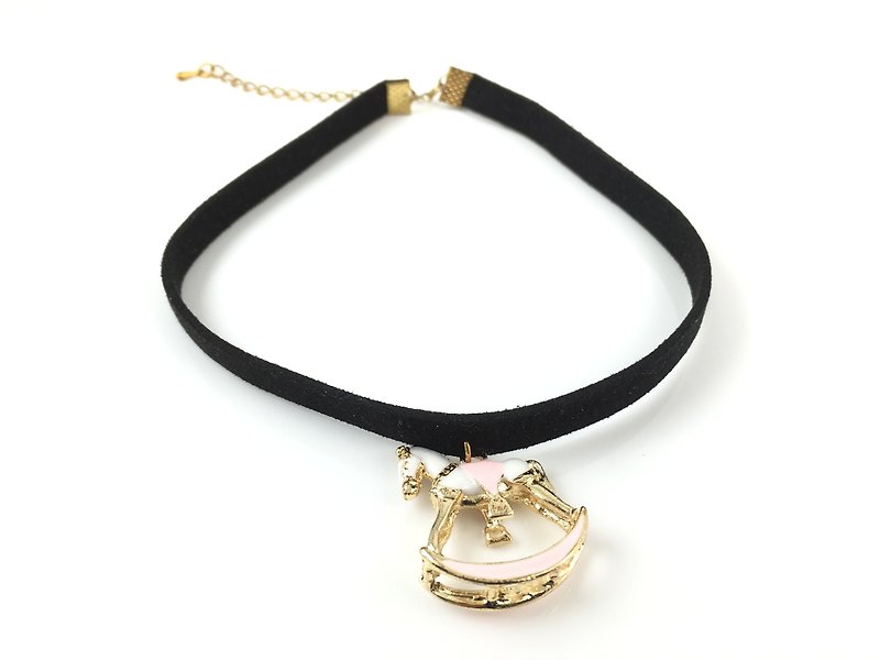 Pink Trojan Necklace - Necklaces - Genuine Leather Black