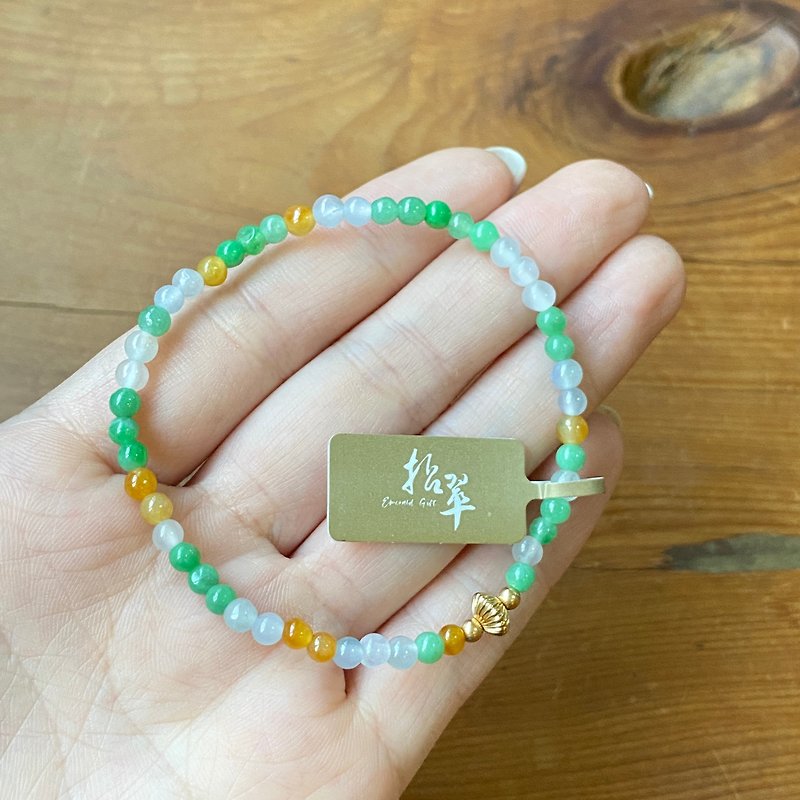 Emerald-Burma Natural A Goods Jade-Colorful Ice Bracelets - สร้อยข้อมือ - หยก 