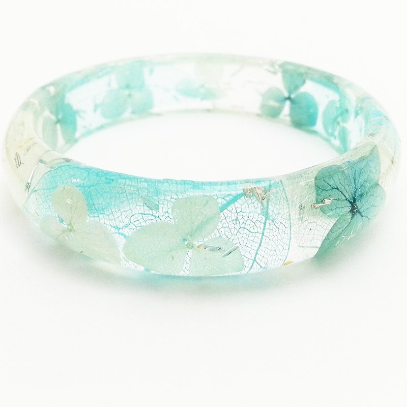 color & flower blue hydrangea pressedflower bracelet - Bracelets - Plants & Flowers Blue