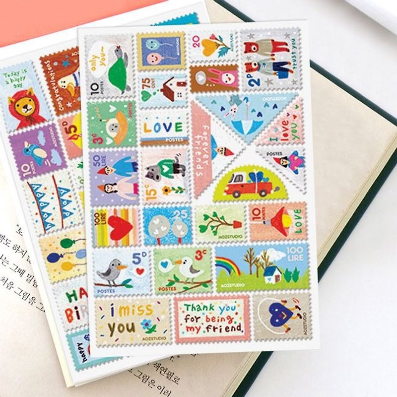 7321 Desgin - Stamp Sticker Set V4-Aoz B01, 7321-04559 - Stickers - Paper Multicolor