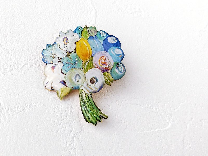 Bouquet brooch - Brooches - Resin Blue