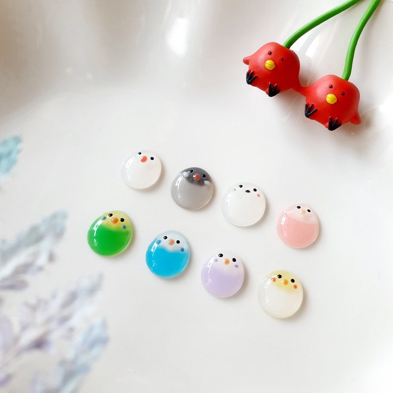 Yanyu handmade 316 medical steel graduation earrings ear acupuncture Clip-On bird bird parrot tit - ต่างหู - เรซิน 