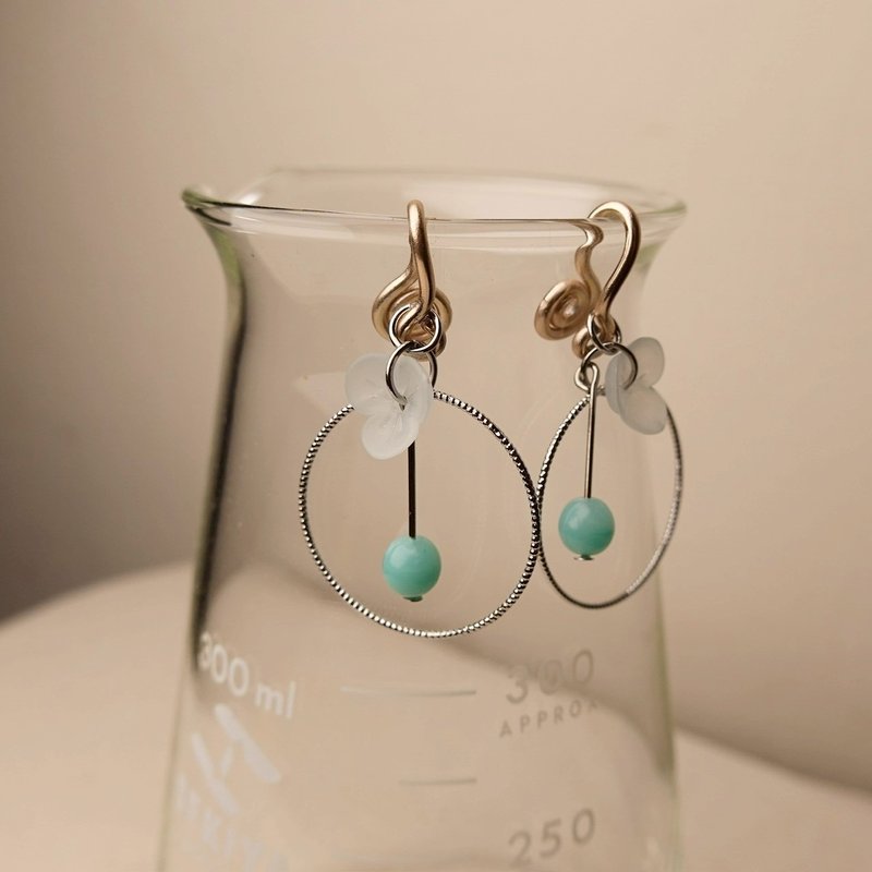 花獨舞 無痛耳夾 / 藍 - 耳環/耳夾/耳骨夾 - 其他金屬 