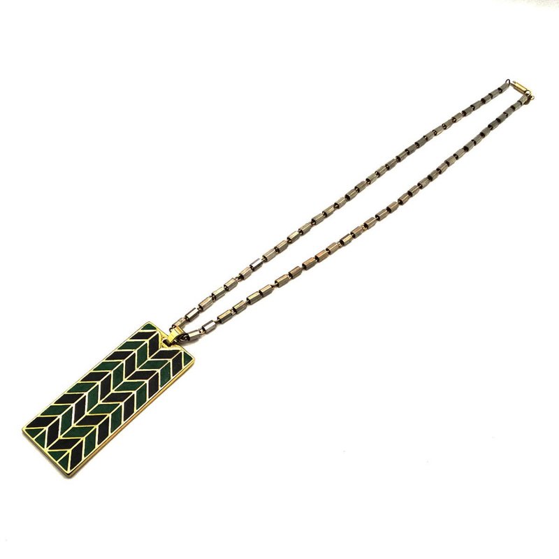 LANVIN 70s vintage geometric pattern necklace - สร้อยคอ - โลหะ สีเขียว