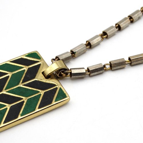 ☆「LANVIN」70s vintage geometric pattern necklace-