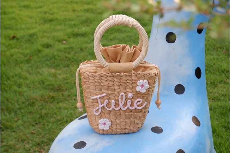 Woven bag, handbag, woven bag with name, vintage bag Personalized bag - 手提包/手提袋 - 植物．花 