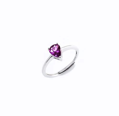 安的珠寶 AND Jewel AND 玫瑰石榴石 紫色 水滴 5*7mm 戒指 經典系列 Pear 天然寶石