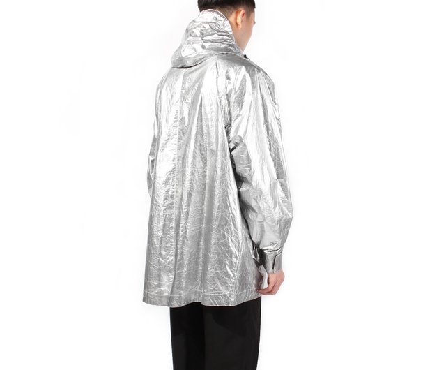 fear of god x nike parka jacket metallic silver