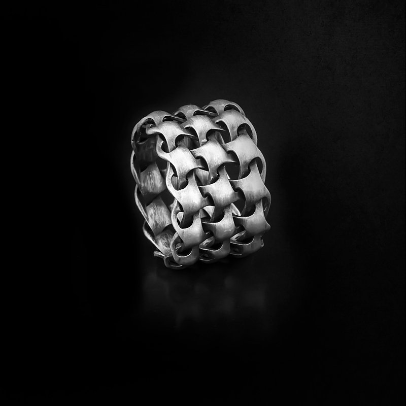 Shield Handmade 925k Oxidized Sterling Silver Statement Ring - General Rings - Sterling Silver 